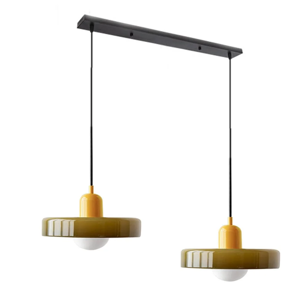 Bauhaus Hängeleuchte aus Buntglas - Image 14