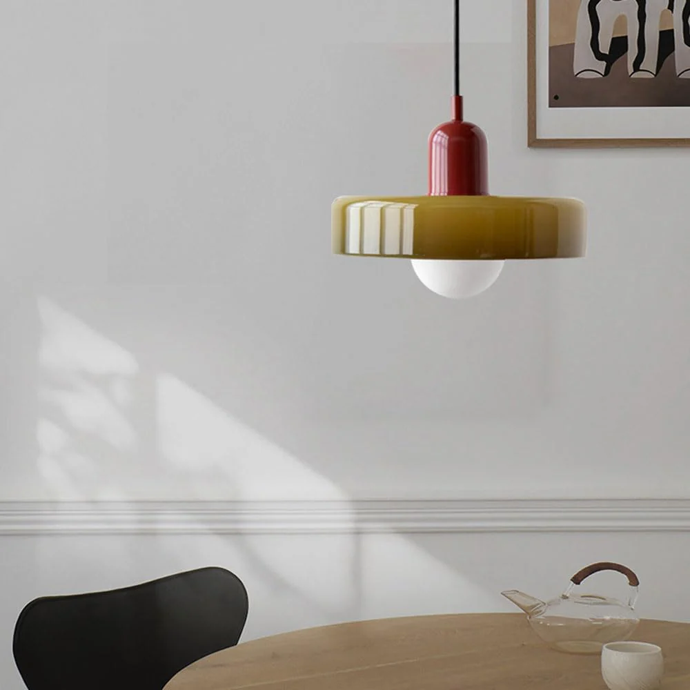 Bauhaus Hängeleuchte aus Buntglas - Image 3