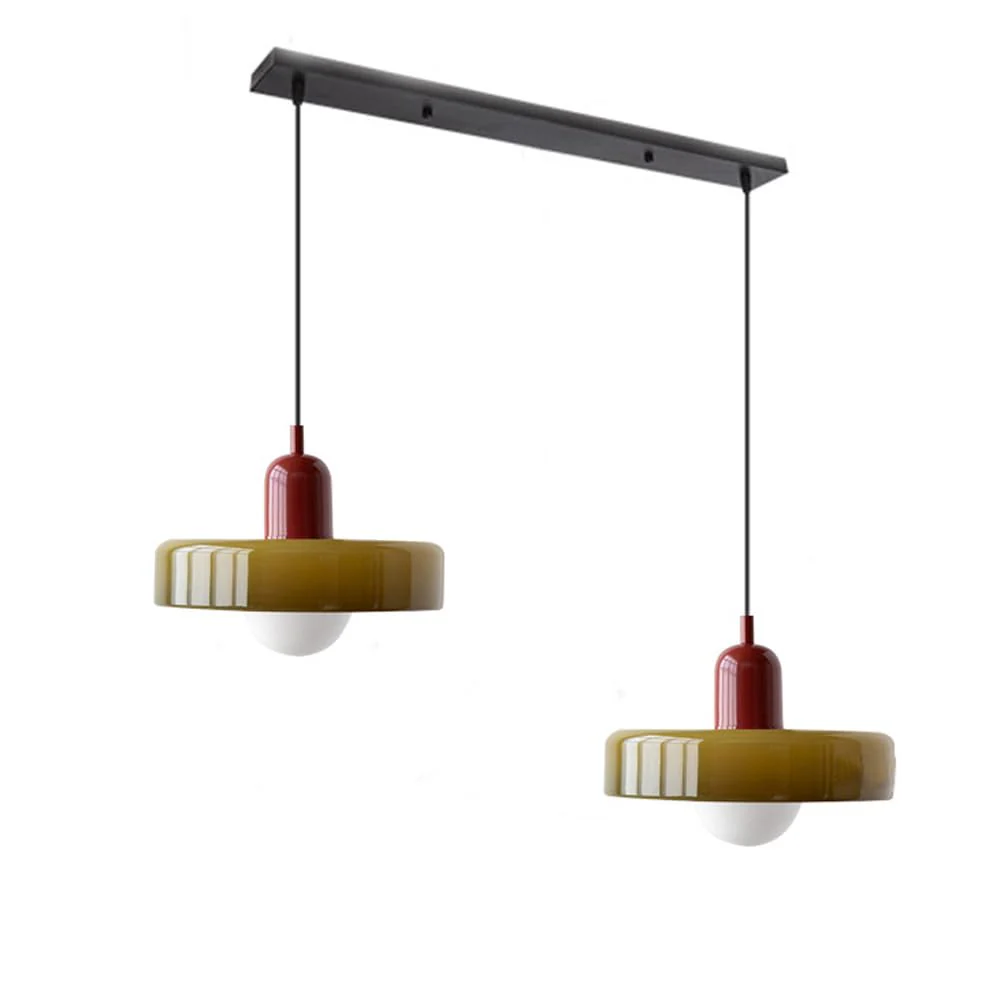 Bauhaus Hängeleuchte aus Buntglas - Image 4