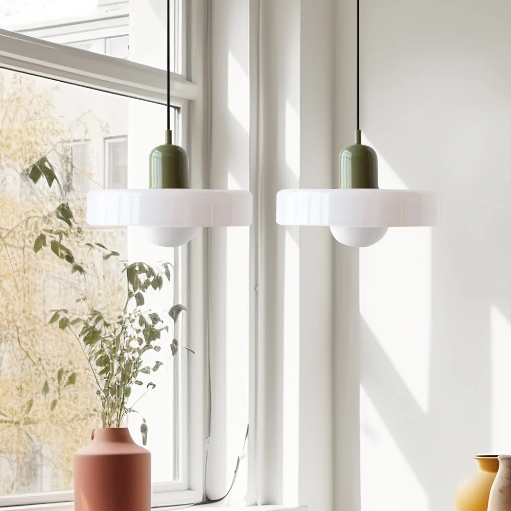 Bauhaus Hängeleuchte aus Buntglas - Image 57