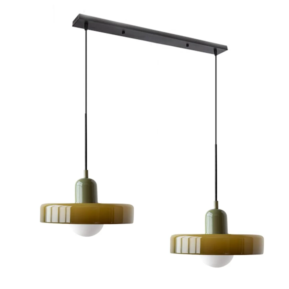 Bauhaus Hängeleuchte aus Buntglas - Image 7