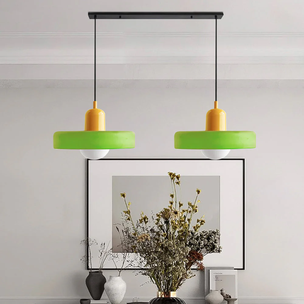 Bauhaus Hängeleuchte aus Buntglas - Image 73