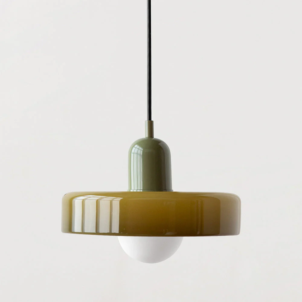 Bauhaus Hängeleuchte aus Buntglas - Image 8