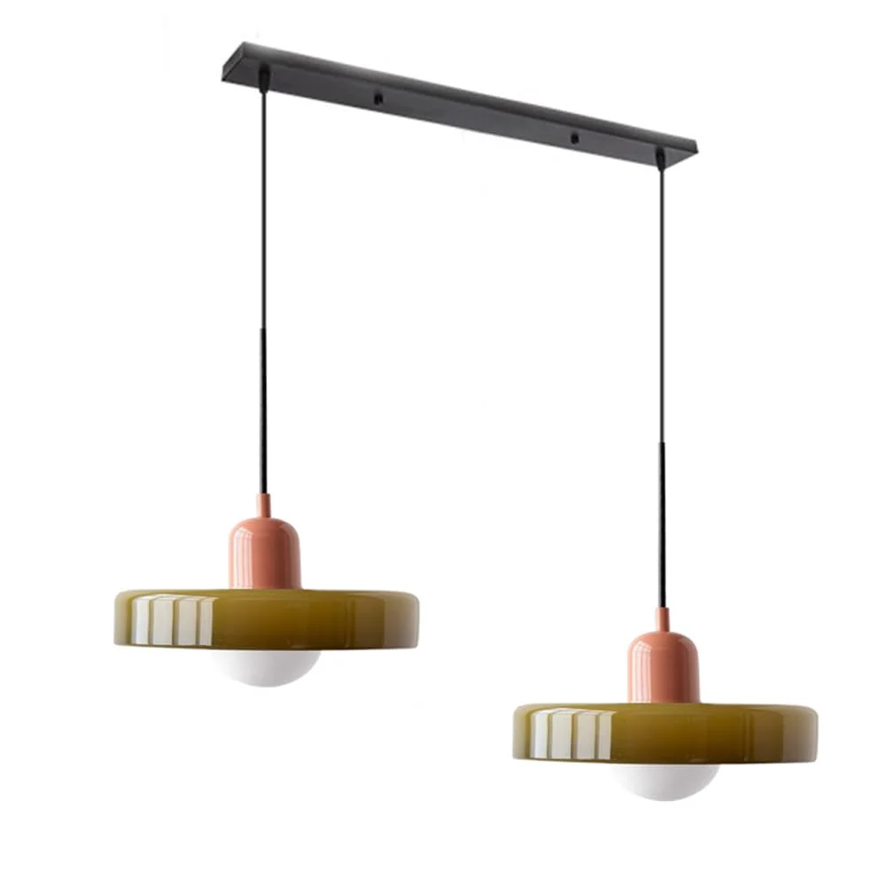 Bauhaus Hängeleuchte aus Buntglas - Image 9