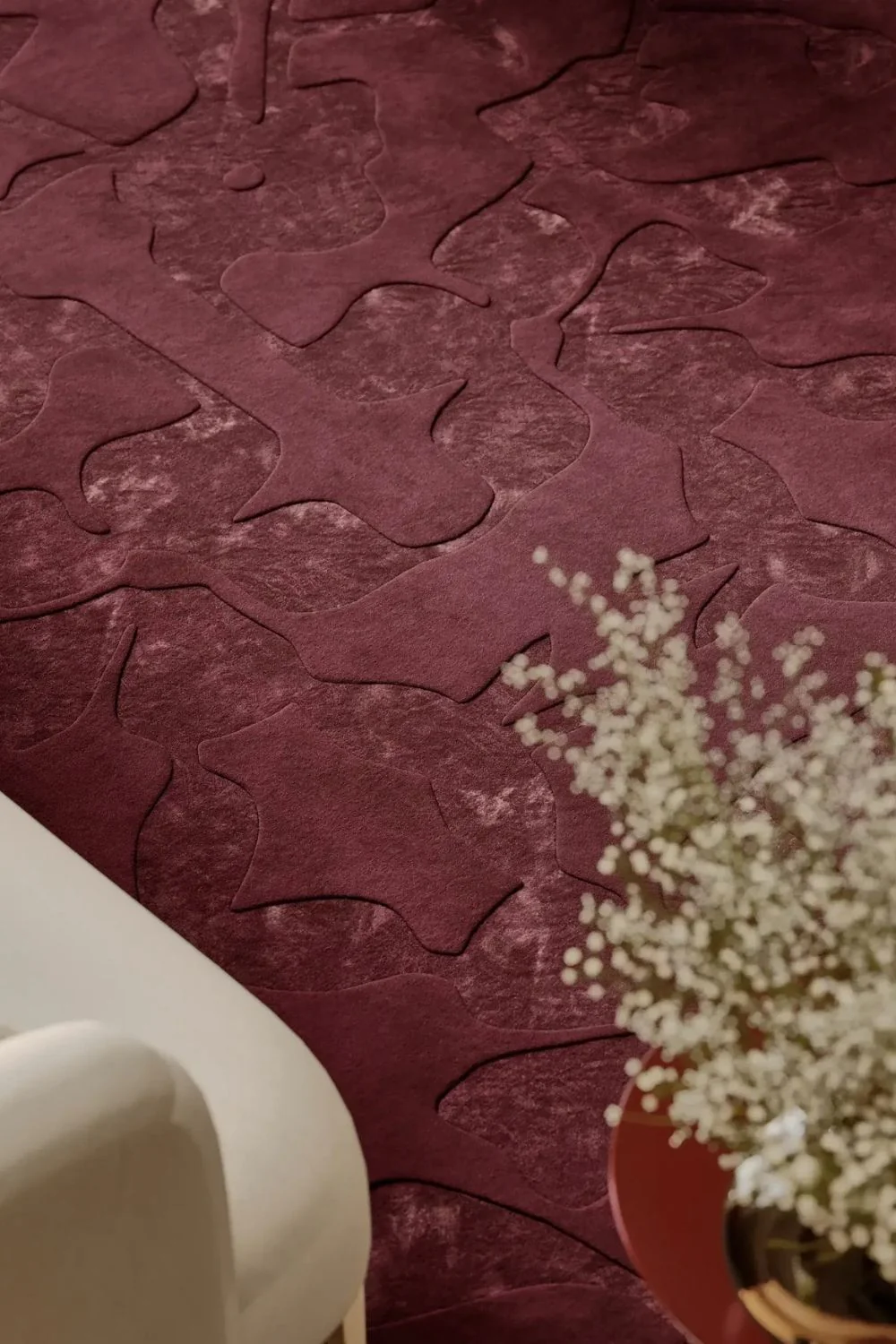 Bordeaux Wollteppich Wohnzimmer Elegant - Image 3