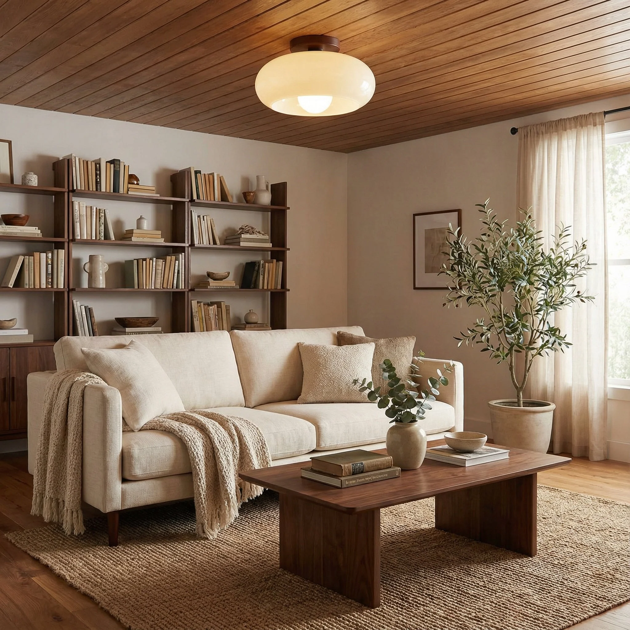 Elegante cremefarbene Bauhaus-Deckenleuchte - Image 3
