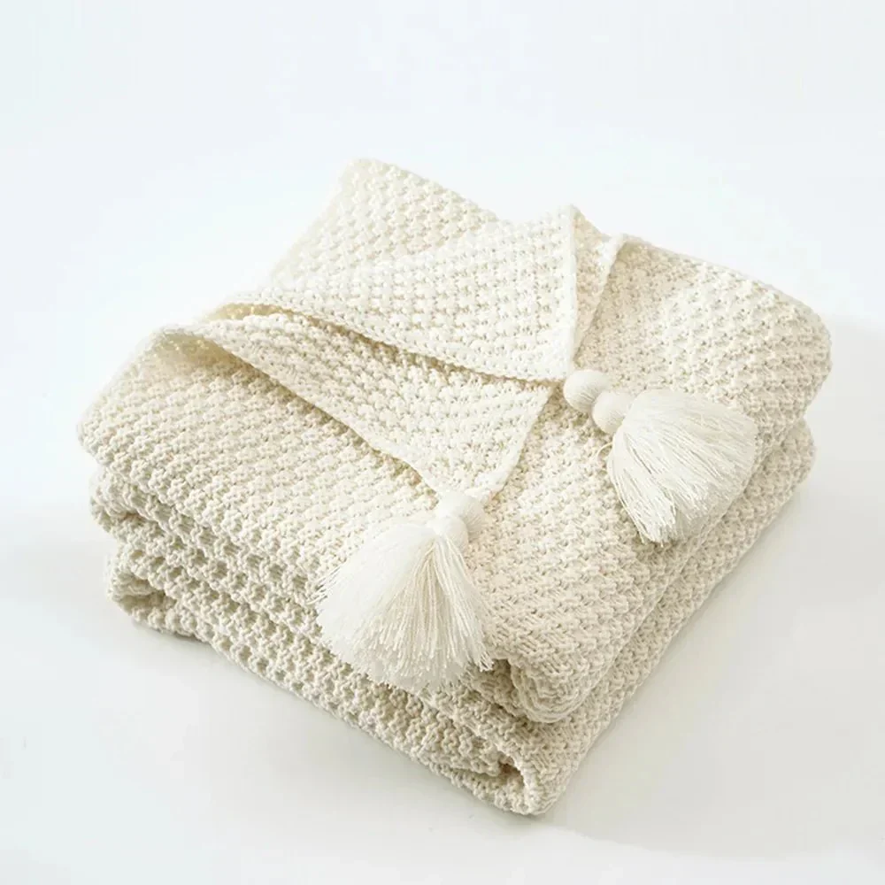 Elegante Wollstrickdecke mit Fransen - Image 10