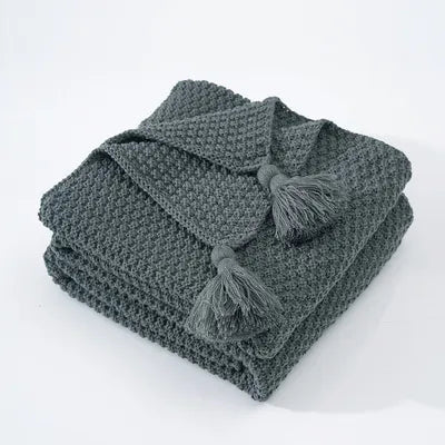 Elegante Wollstrickdecke mit Fransen - Image 11