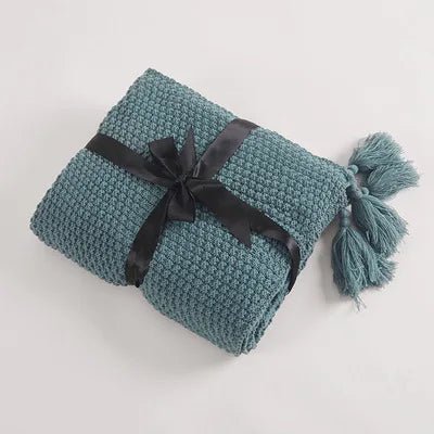 Elegante Wollstrickdecke mit Fransen - Image 6