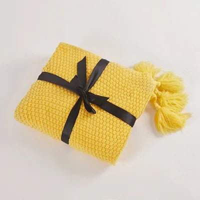 Elegante Wollstrickdecke mit Fransen - Image 7