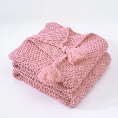 Elegante Wollstrickdecke mit Fransen - Image 8