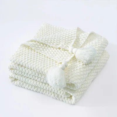 Elegante Wollstrickdecke mit Fransen - Image 9