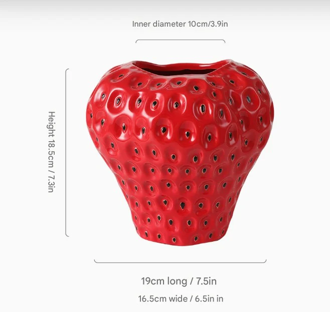 Erdbeer-Deko Vase aus Keramik – Perfekt für Blumen & Tischdeko - Image 14