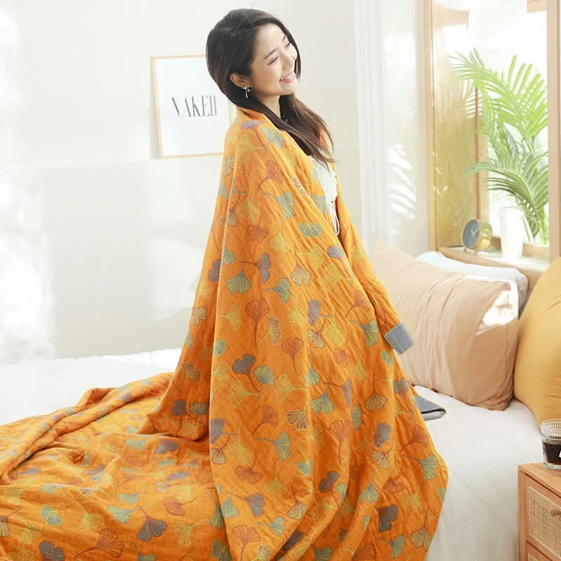 Ginkgo-Blatt Reversible Baumwollquilt - Image 4