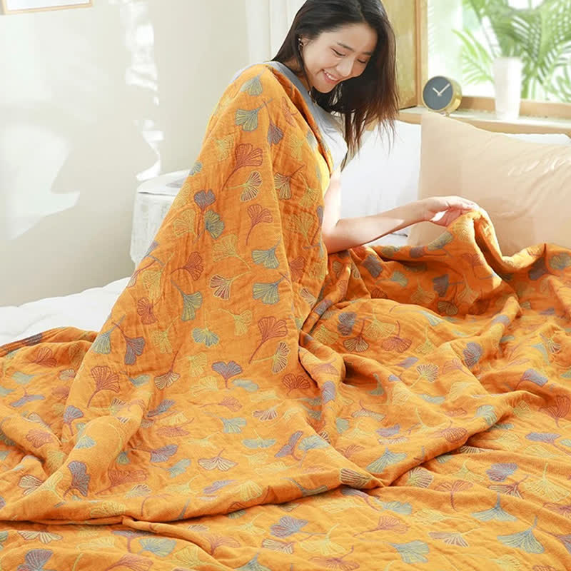 Ginkgo-Blatt Reversible Baumwollquilt - Image 5