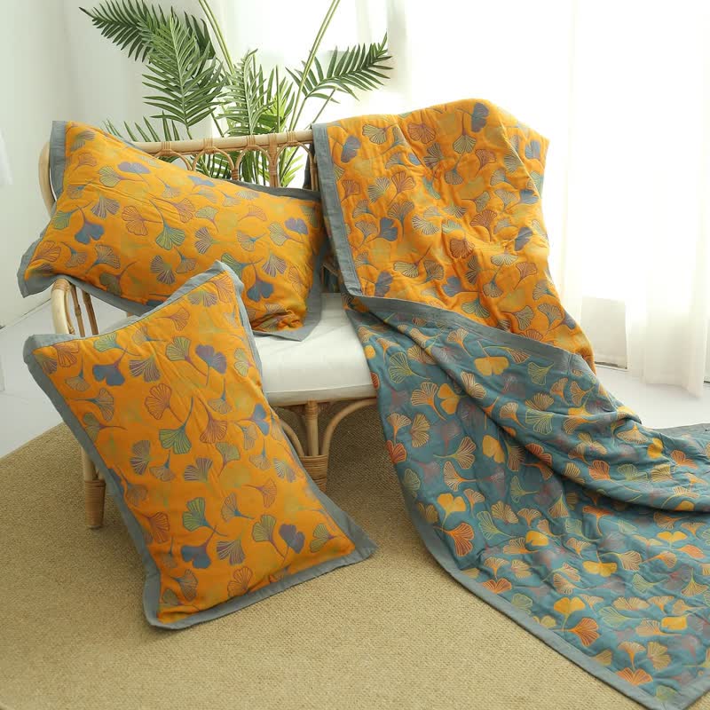 Ginkgo-Blatt Reversible Baumwollquilt - Image 9