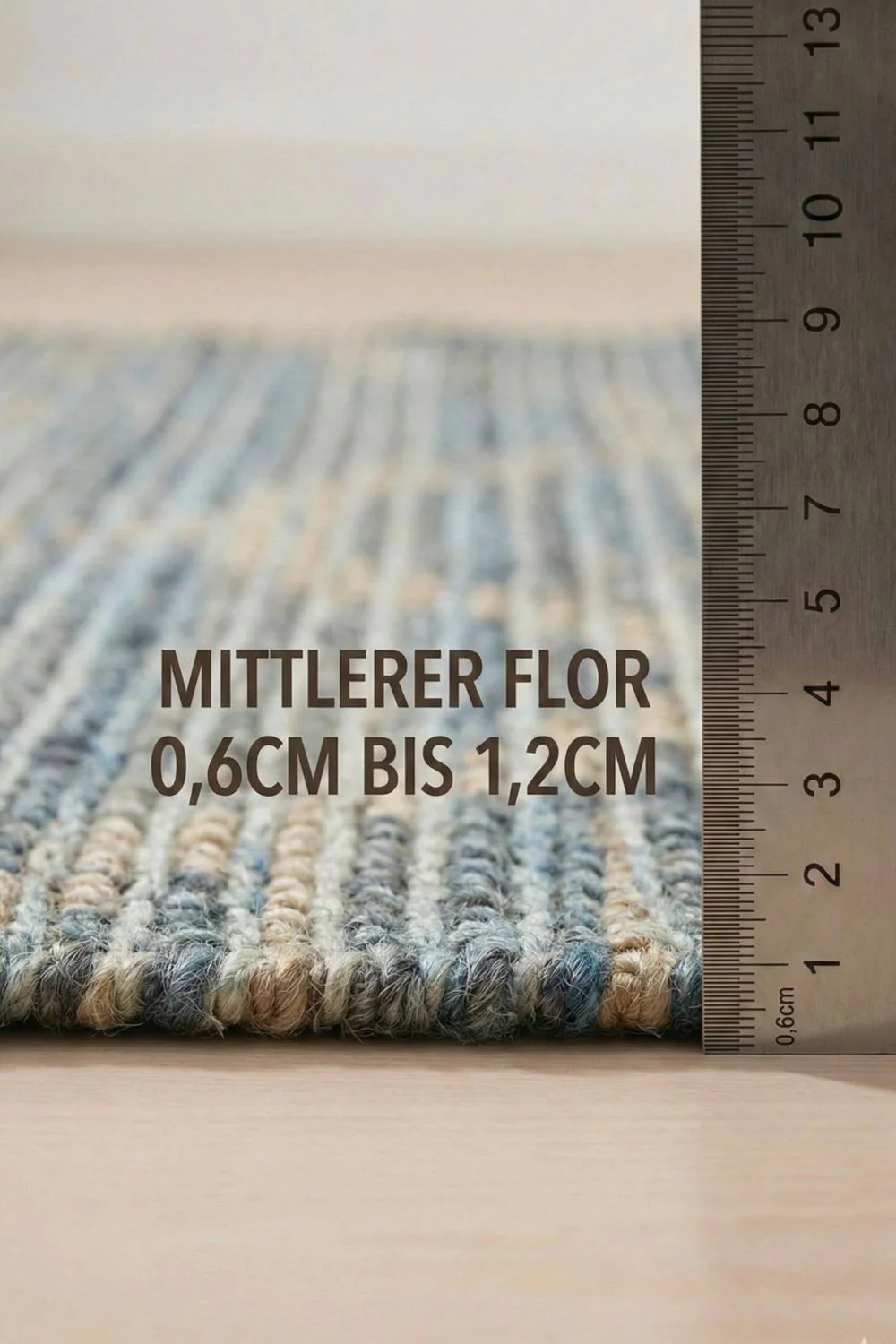 Handgewebter Woll-Jute Teppich Blau - Image 11