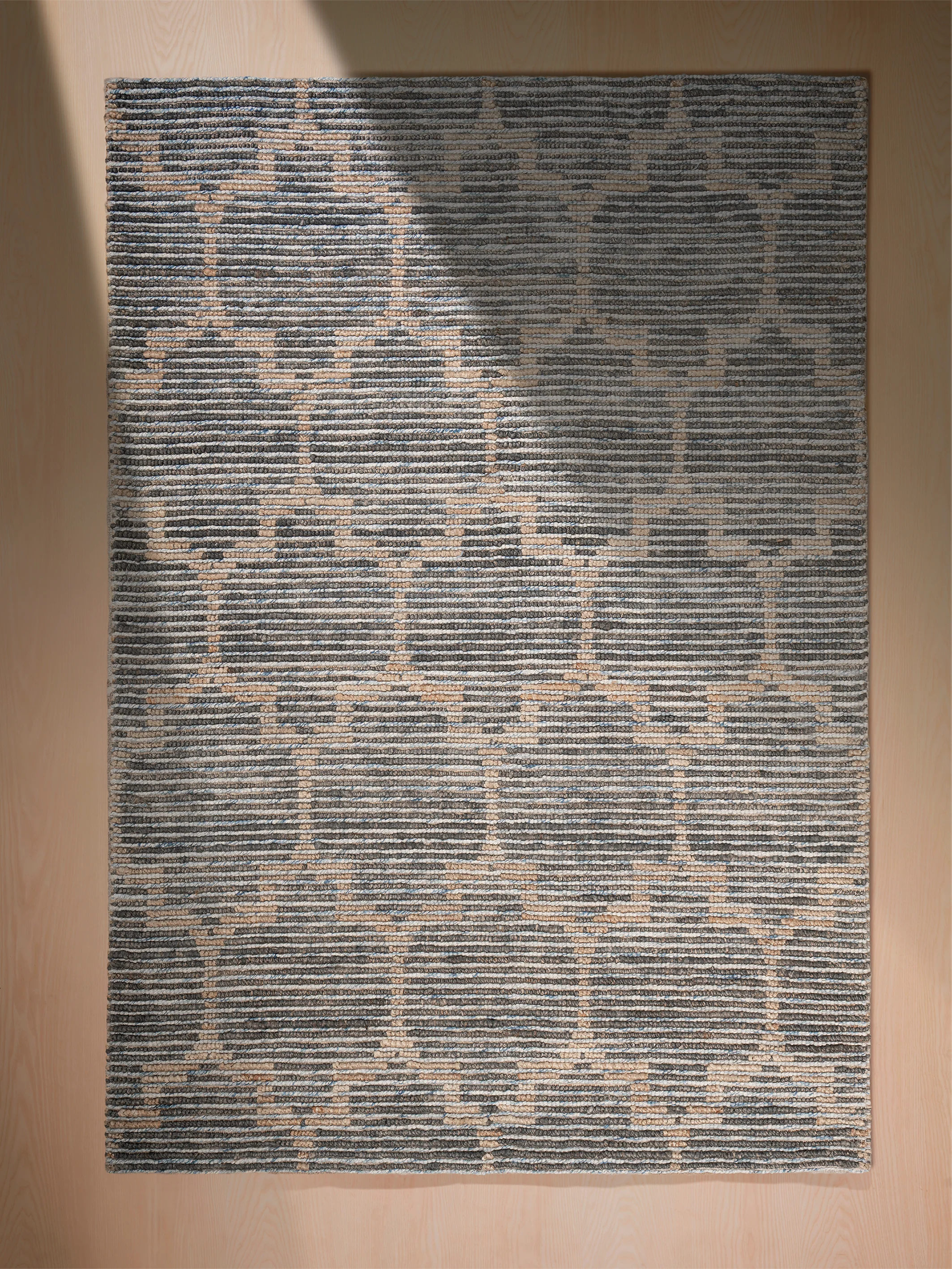Handgewebter Woll-Jute Teppich Blau - Image 3