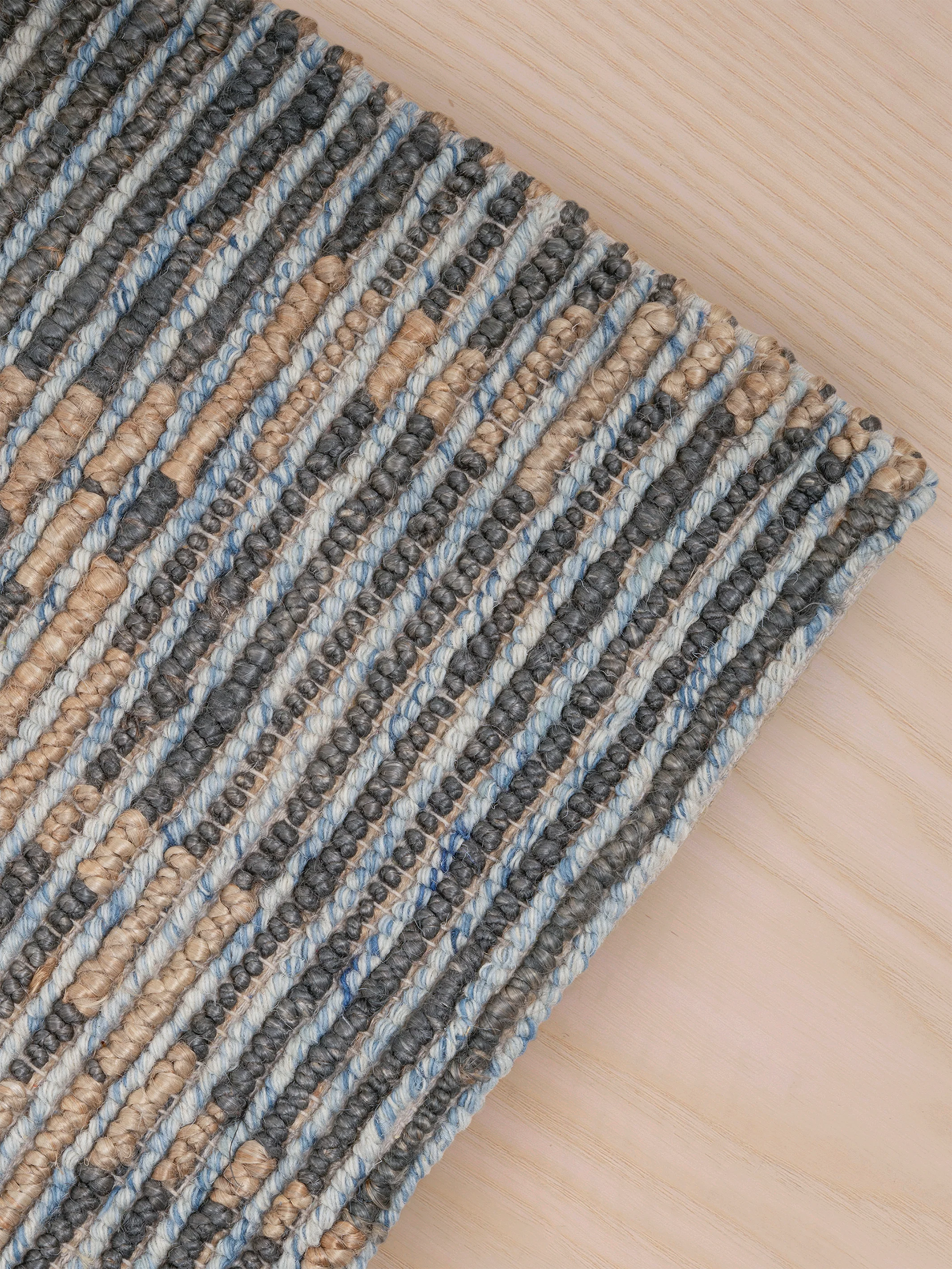 Handgewebter Woll-Jute Teppich Blau - Image 7