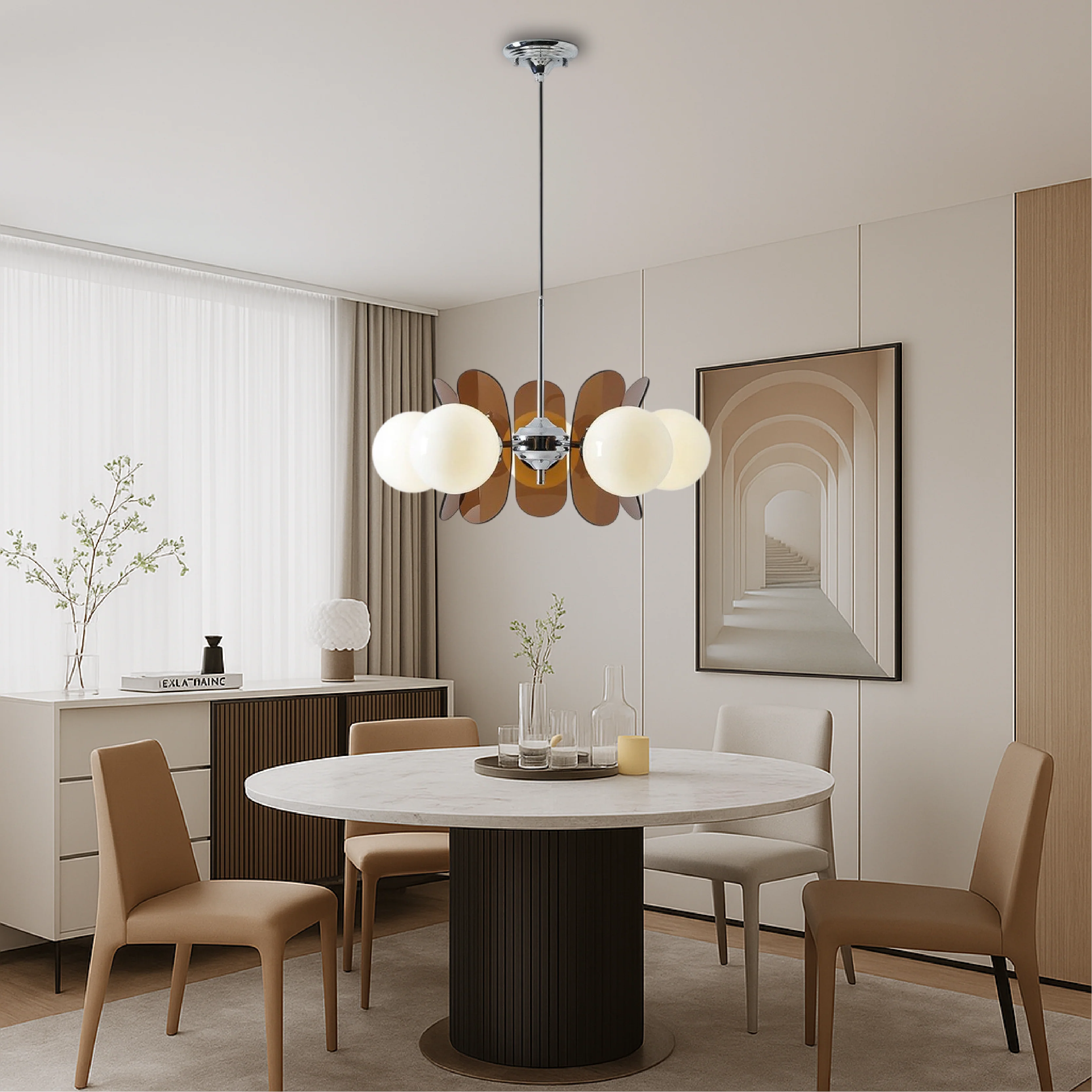Moderner 5-armiger Bauhaus-Kronleuchter - Image 4