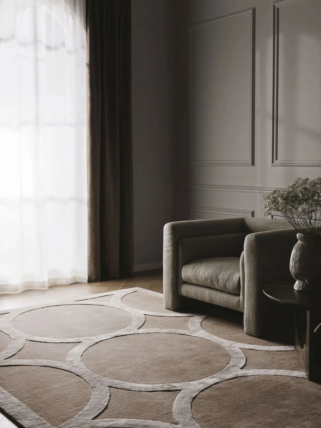 Moderner Wollteppich Wohnzimmer Creme - Image 6