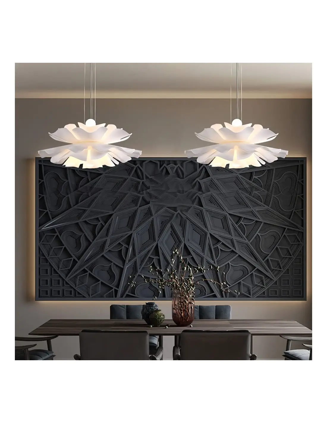 Nordische Acryl-Pendelleuchte mit Blumenmuster - Image 4