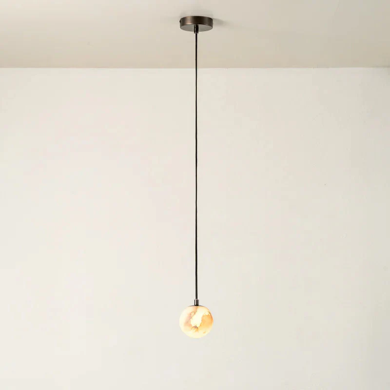 Pendelleuchte aus Alabasterglas und Bronze - Image 5