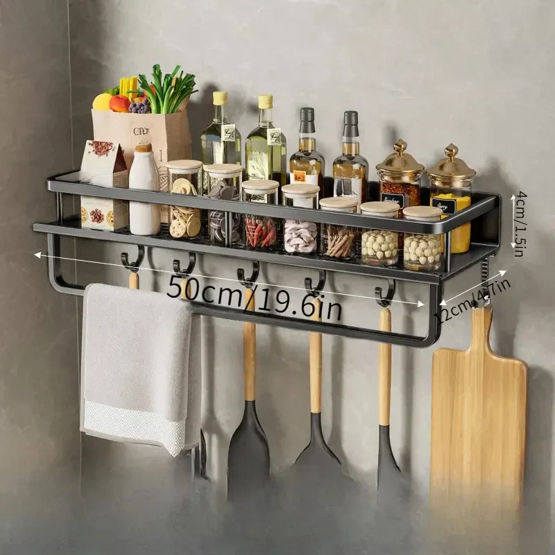 Küchen-Organizer Regal mit Haken – Modernes Design in Schwarz - Image 10