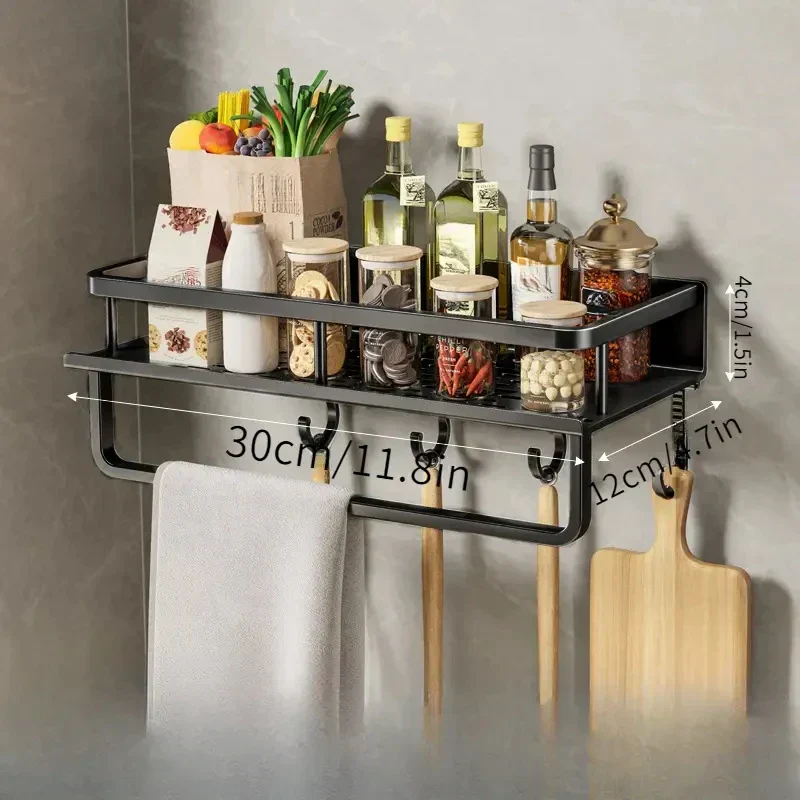 Küchen-Organizer Regal mit Haken – Modernes Design in Schwarz - Image 6