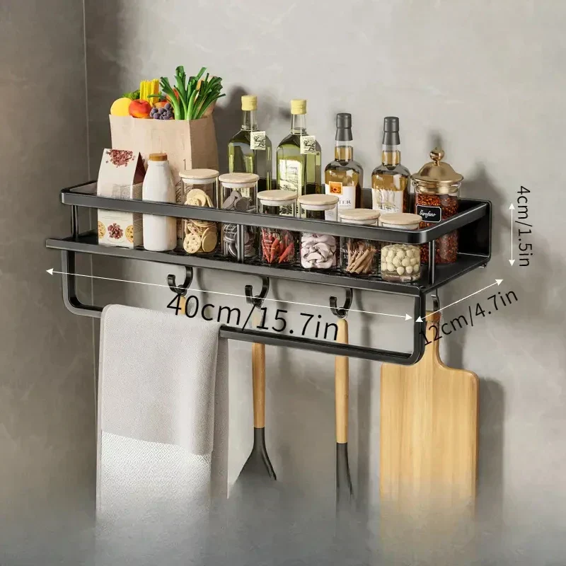 Küchen-Organizer Regal mit Haken – Modernes Design in Schwarz - Image 8