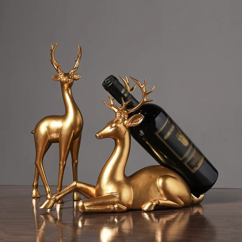 Dekoratives Weinregal mit Hirschmotiv – In edlem Gold-Finish - Image 10