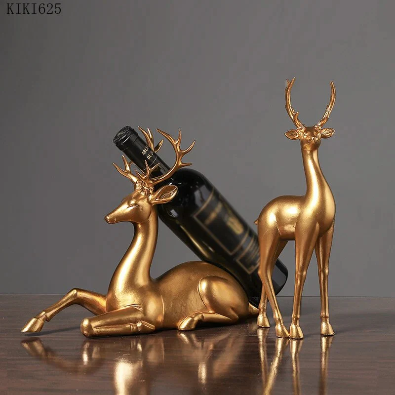 Dekoratives Weinregal mit Hirschmotiv – In edlem Gold-Finish - Image 3